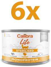 Calibra Life Sterilised konzerva za mačke, puretina, 6 x 200 g