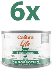 Calibra Life Sterilised konzerva za mačke, patka, 6 x 200 g