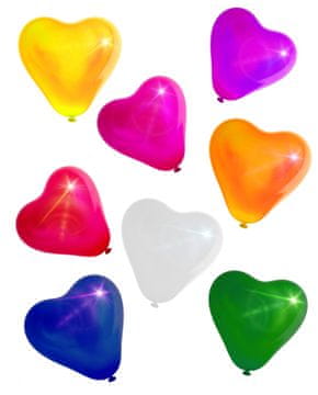 Aga4Kids Lateks balon Srce s LED diodom mix boja 25 cm