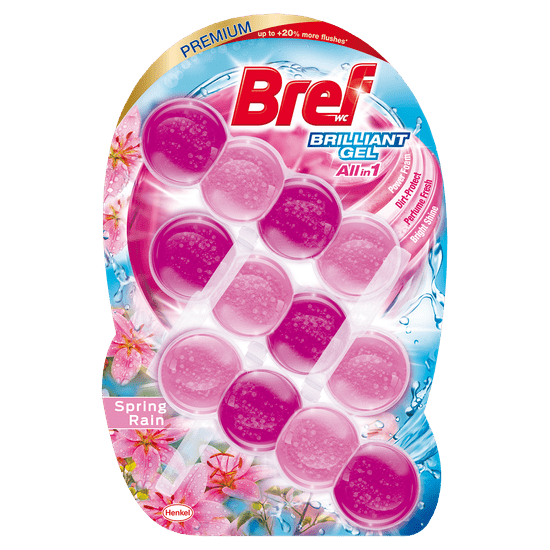 Bref Brilliant Gel Spring Rain All in 1 WC vješalica, 3 kom, 3x42 g