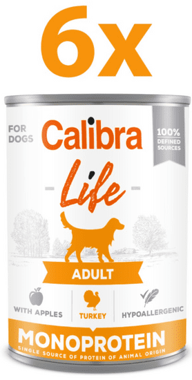 Calibra Life Adult konzerva za pse, puretina i jabuke, 6 x 400 g