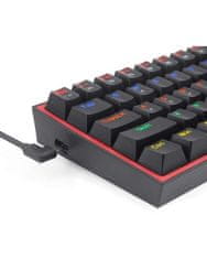 Redragon K617 Fizz gaming tipkovnica, žična, mehanička, plavi prekidači