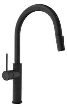 SAPHO SAPHO Zdjelnica Dizajnerska Crna Mat Stojna s Izvlačivom Mješalkom