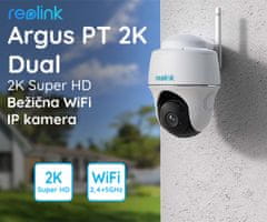 Reolink Argus PT 2K Dual kamera, WiFi, raspoznavanje, bežična, rotirajuća, bijela