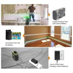 Huepar Zeleni laser za niveliranje s 8 linija s baterijom