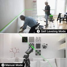 Huepar Zeleni laser za niveliranje s 8 linija s baterijom