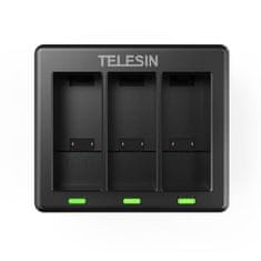 TELESIN 3-slot punjač za GoPro Hero 9 / 10 / 11 / 12 + 2 baterije, crno