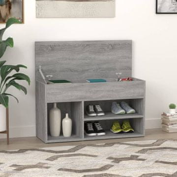 Vidaxl Klupa s prostorom za odlaganje cipela, siva sonoma hrast, 80x30x45 cm