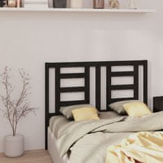 Vidaxl Uzglavlje za krevet crno 126 x 4 x 100 cm od masivne borovine