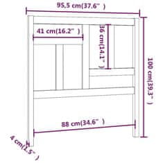Vidaxl Uzglavlje za krevet bijelo 95,5x4x100 cm od masivne borovine