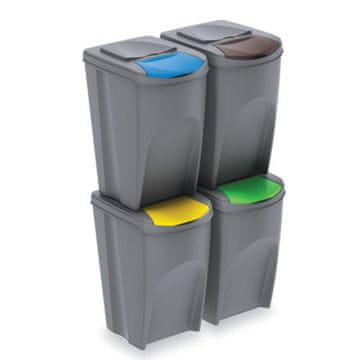 Prosperplast 4x 35L kante za odvajanje otpada, sive boje