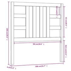 Vidaxl Uzglavlje za krevet crno 106 x 4 x 100 cm od masivne borovine