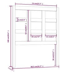 Vidaxl Uzglavlje za krevet crno 80,5 x 4 x 100 cm od masivne borovine