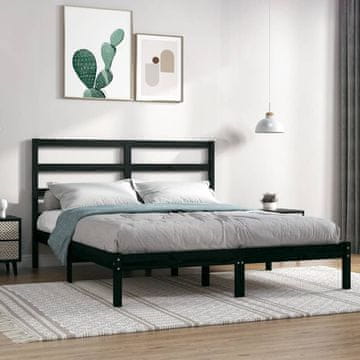 Vidaxl Okvir za krevet crni masivni borov drvo 140x190 cm