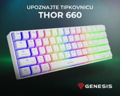 Thor 660 gaming tipkovnica, mehanička, USB-C, Bluetooth, RGB LED, bijela