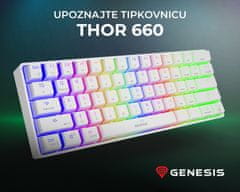 Genesis Thor 660 gaming tipkovnica, mehanička, USB-C, Bluetooth, RGB LED, bijela