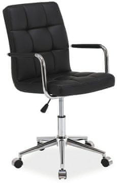 CASARREDO Uredska stolica ELZA, crna eko koža, kromirana baza, podesiva visina, s kotačićima