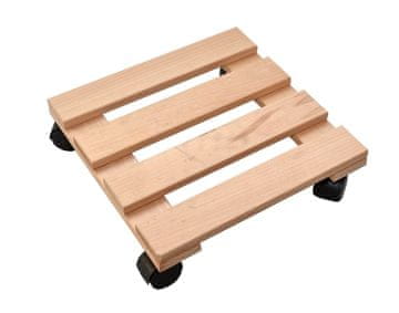 Rojaplast Drveni Stalak za Cvjetne Posude s Kotačima 30x30cm, Nosivost 80kg