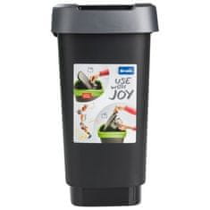 Rotho Koš za otpad Rotho TWIST, 25L s poklopcem, crno-siva, kvalitetan plast