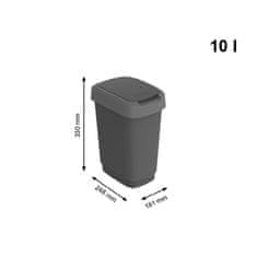 Rotho Koš za otpad Rotho TWIST, 25L s poklopcem, crno-siva, kvalitetan plast