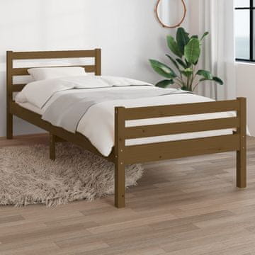 Vidaxl Okvir za krevet boje meda, puno drvo, 75x190 cm, za jednu osobu