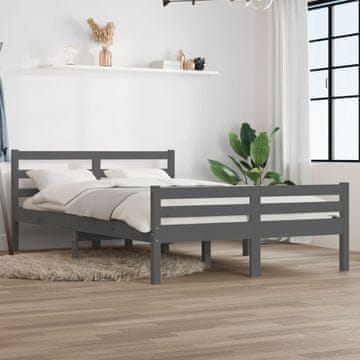 Vidaxl Okvir za krevet od sivog punog drva 140 x 190 cm