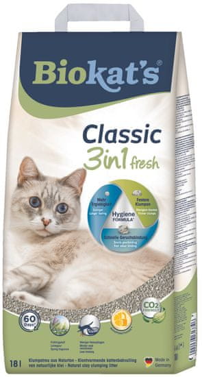 Biokat's pijesak za mačji WC Classic Fresh, 18 l