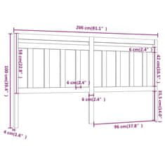 Vidaxl Uzglavlje za krevet crno 206 x 4 x 100 cm od masivne borovine