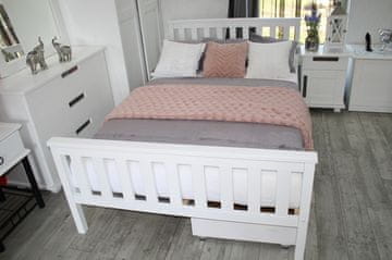 MAXI-DREW Krevet Iza od masiva 140x200 cm, bor, bijeli, s drvenom letvičastom podnicom