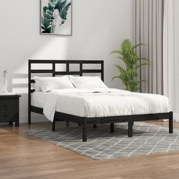Vidaxl Okvir za krevet crni masivni drvo 140x190 cm