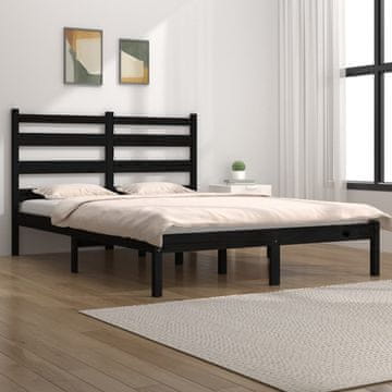 Vidaxl Okvir za krevet crni masivni borov drvo 140x190 cm