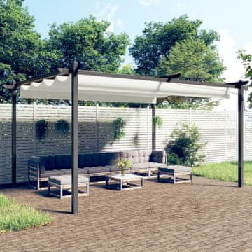Vidaxl Vrtna sjenica s uvlačivim krovom, 4x3 m, krem boje