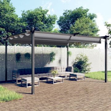 Vidaxl Vrtna sjenica s uvlačivim krovom, 4x3 m, antracit
