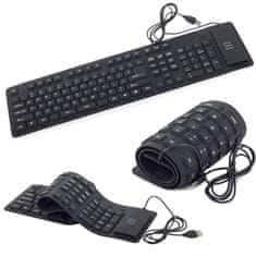 Verkgroup Tanka vodootporna USB silikonska tipkovnica - sklopiva crno