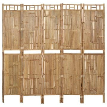 Vidaxl Pregrada za sobu od bambusa s 5 panela 200 x 180 cm