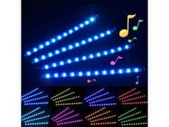 Verkgroup 4x Glazbena LED RGB lampa za osvjetljenje unutrašnjosti vozila 12V + daljinski upravljač