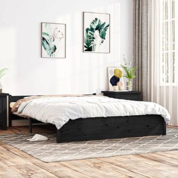 Vidaxl Okvir za krevet crni masivni drvo 140 x 190 cm