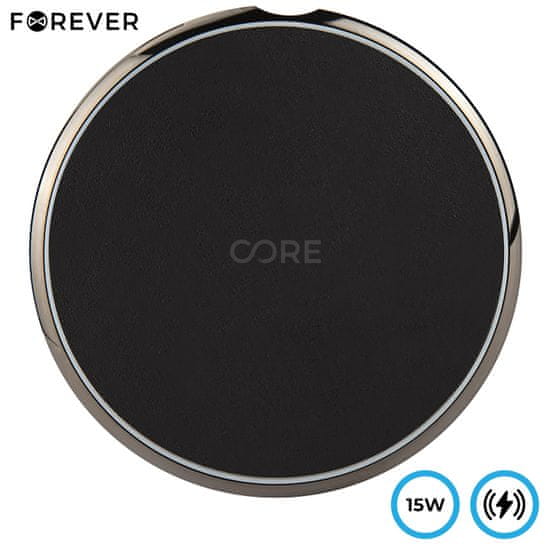 Forever WDC-215 bežični punjač za pametne uređaje, 15 W, QI standard punjenja, crni