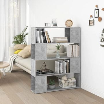 Vidaxl Polica za knjige/Pregrada Betonsko-siva 100x24x124 cm