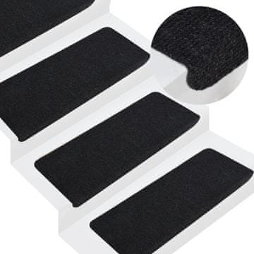 Vidaxl Samoljepljive gazišta za stepenice, 15 kom, 65x24,5x3,5 cm, crne