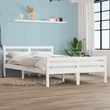 Vidaxl Okvir za krevet Bijeli Masivni borov drvo 150x200 cm