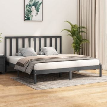 Vidaxl Okvir za krevet sivi masivni borov drvo 200 x 200 cm