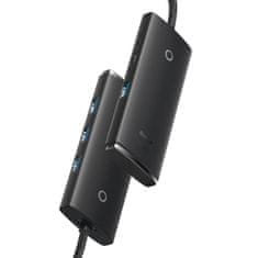 BASEUS Lite HUB adapter USB-C - 4x USB 1m, crno