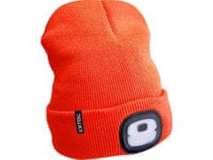 Extol Light LED svjetlosni šešir 43455 šešir s naglavnom svjetiljkom 4x25lm, USB punjenje, fluorescentno narančasta, ECONOMY, univerzalna veličina