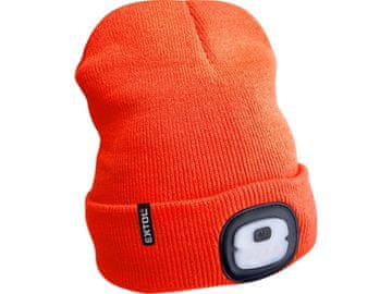 Extol Light LED svjetlosni šešir 43455 šešir s naglavnom svjetiljkom 4x25lm, USB punjenje, fluorescentno narančasta, ECONOMY, univerzalna veličina