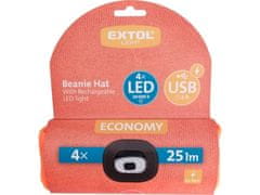 Extol Light LED svjetlosni šešir 43455 šešir s naglavnom svjetiljkom 4x25lm, USB punjenje, fluorescentno narančasta, ECONOMY, univerzalna veličina