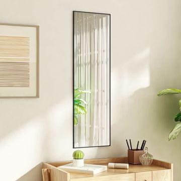Vidaxl Ogledalo za vrata, crno, 30x100 cm, staklo i aluminij