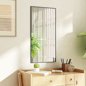 Vidaxl Ogledalo za vrata, crno, 40x80 cm, staklo i aluminij