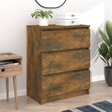 Vidaxl Komoda s ladicama, dimljeni hrast, 60x35x76 cm, materijal na bazi drva