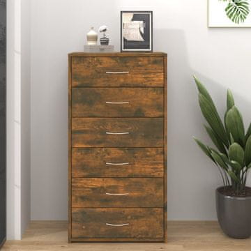 Vidaxl Komoda sa 6 ladica dimljeni hrast 50x34x96 cm